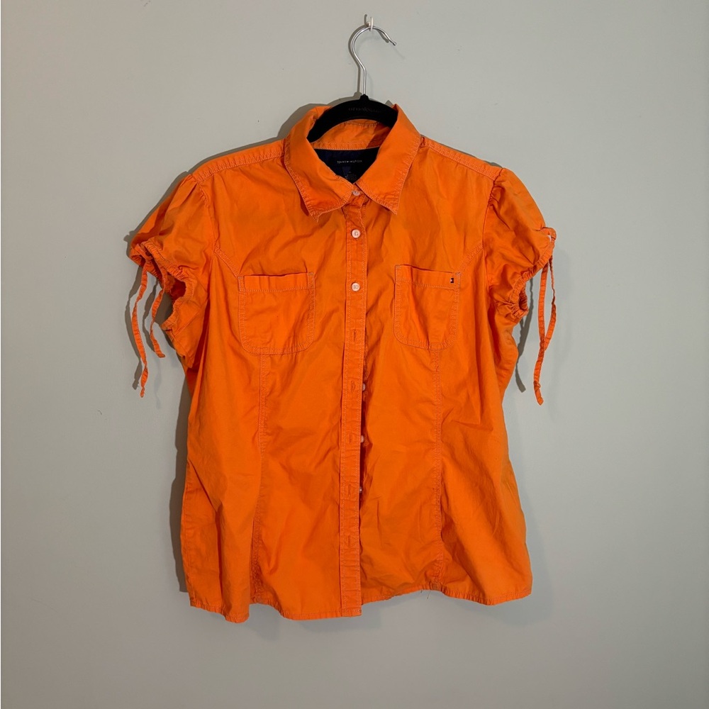 Tommy Hilfiger Women's Orange Button Down Shirt